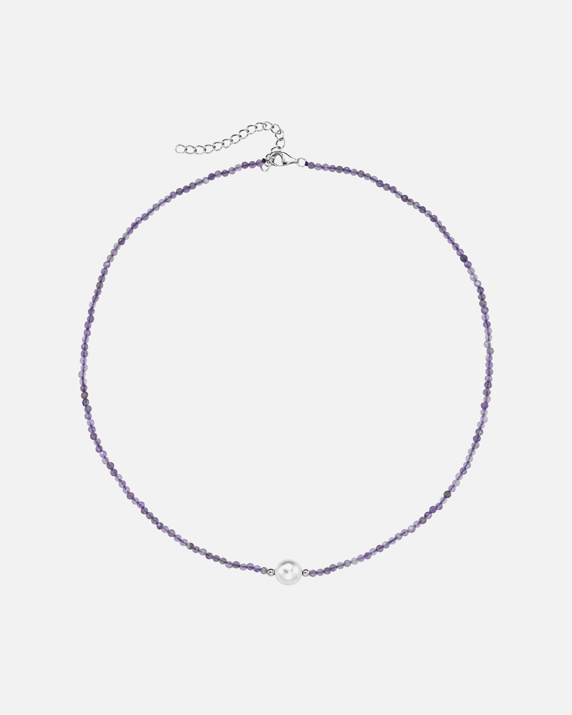 Smart Jewel necklace necklace with gemstone balls + shell pearl, silver 925 Lila