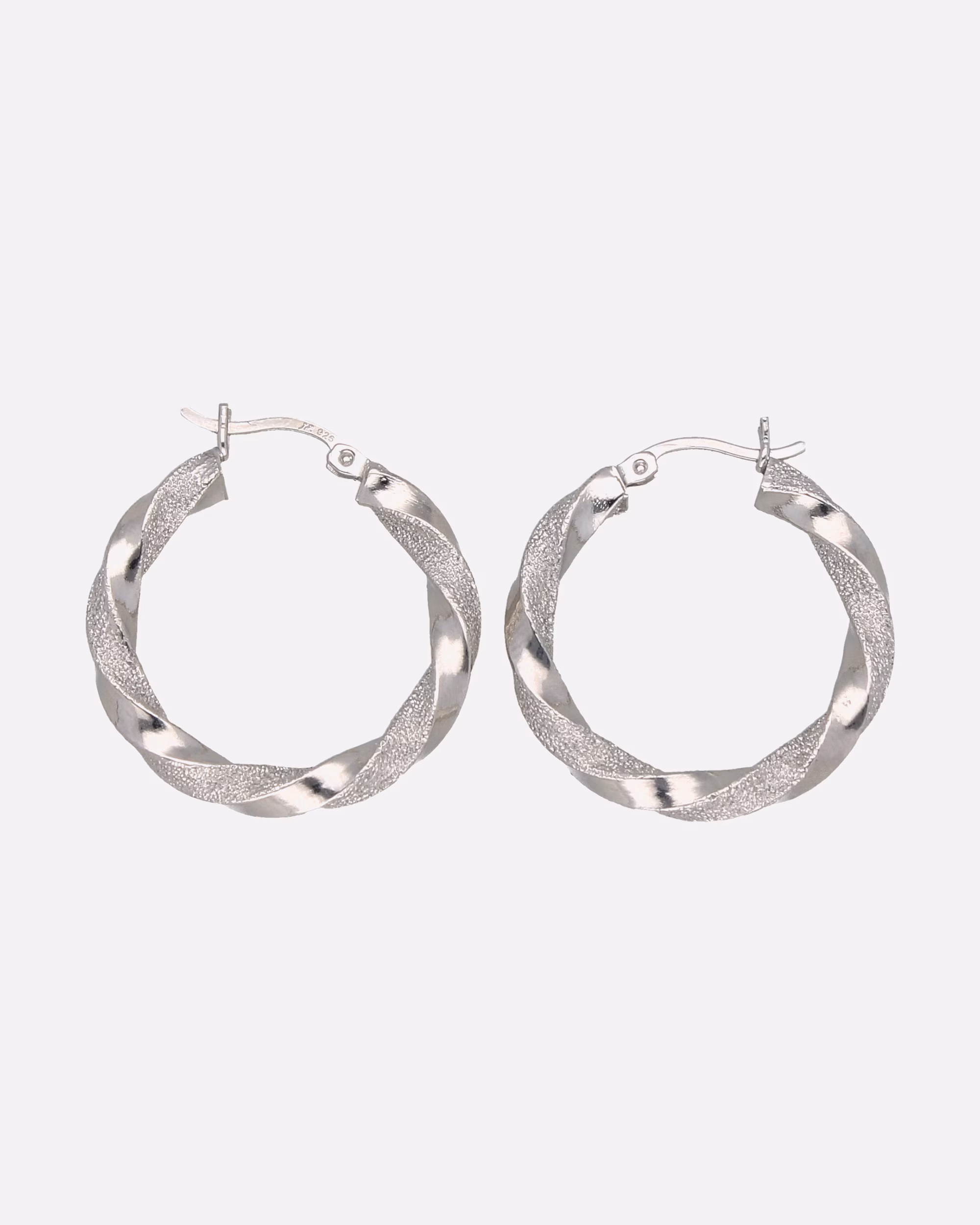 Smart Jewel earring hoop earrings twisted, partly with glitter, silver 925 Onesize