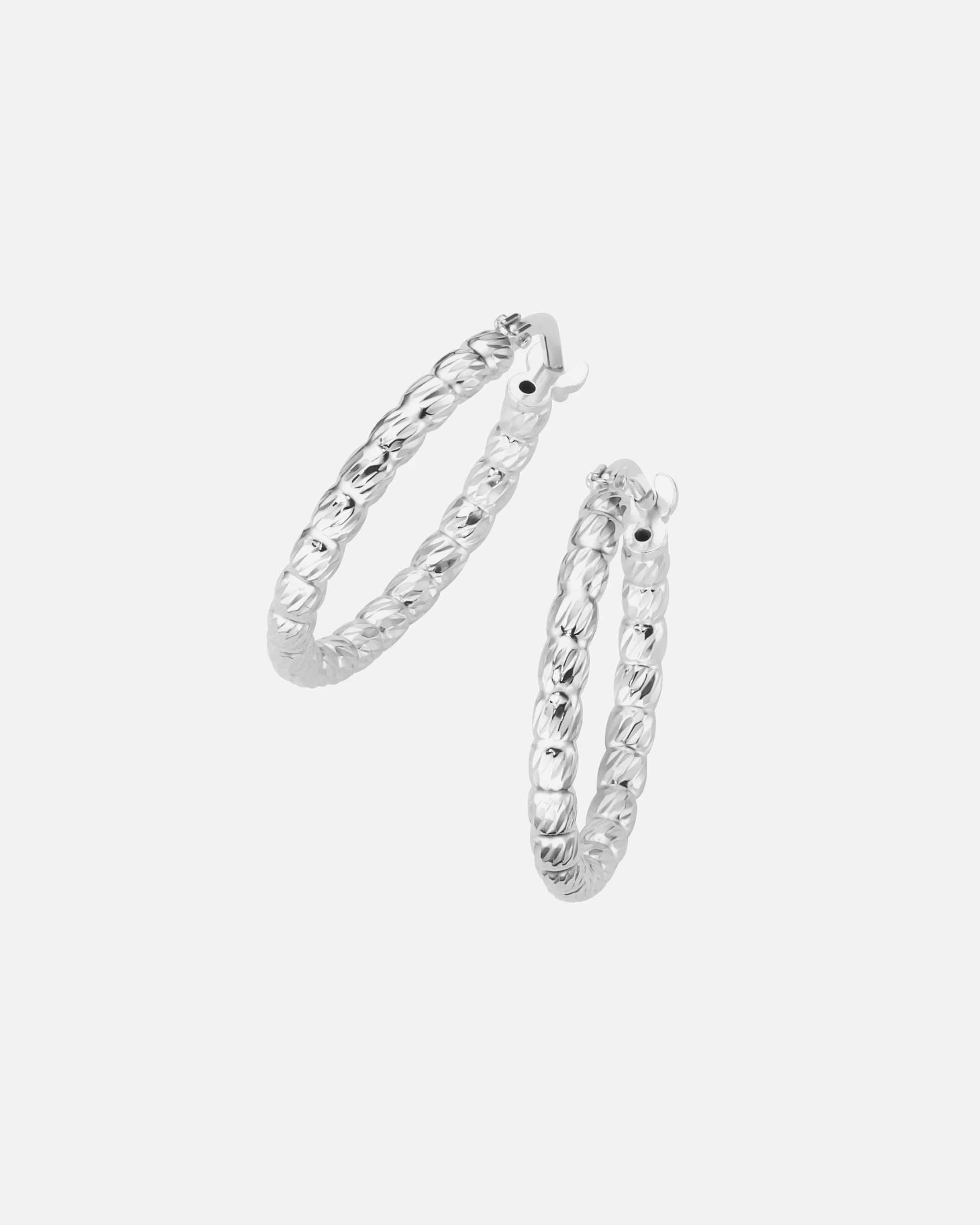 Smart Jewel earring hoop earrings with diamond surface, silver 925 2 cm