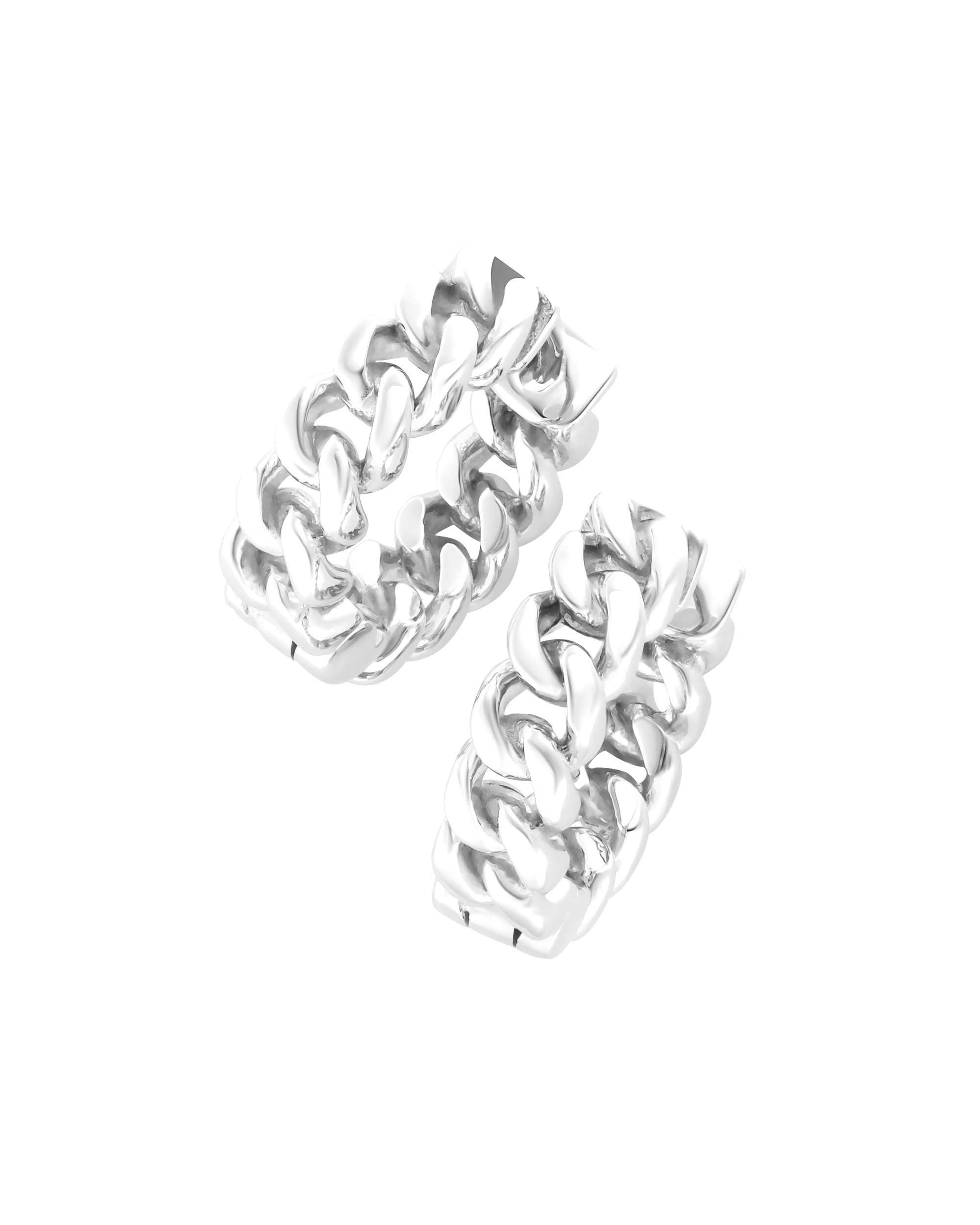 Smart Jewel earring hoop earrings curb chain look, silver 925 Silber