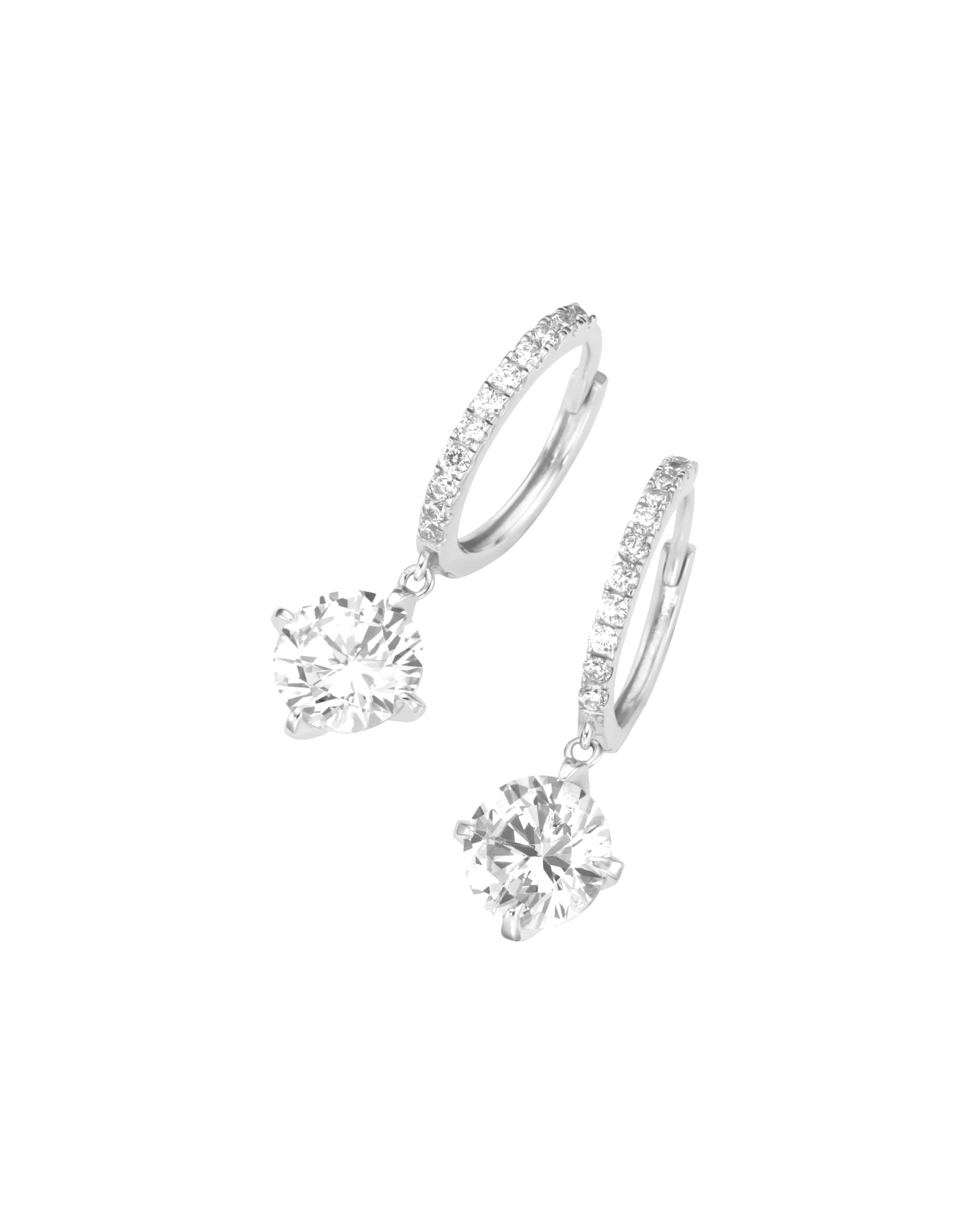 Smart Jewel earring folding hoop earrings with hangings, white zirconia, silver 925 Onesize
