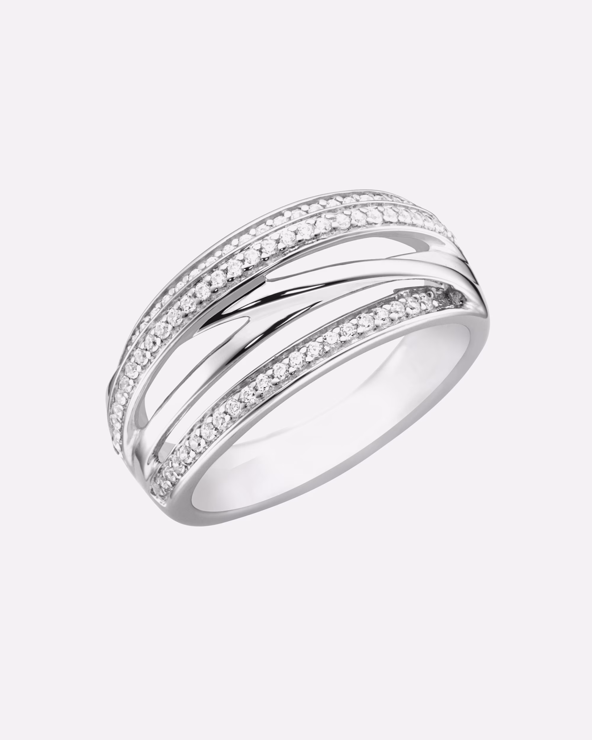 Smart Jewel Ring Ring entwined with zirconia stones, silver 925 60