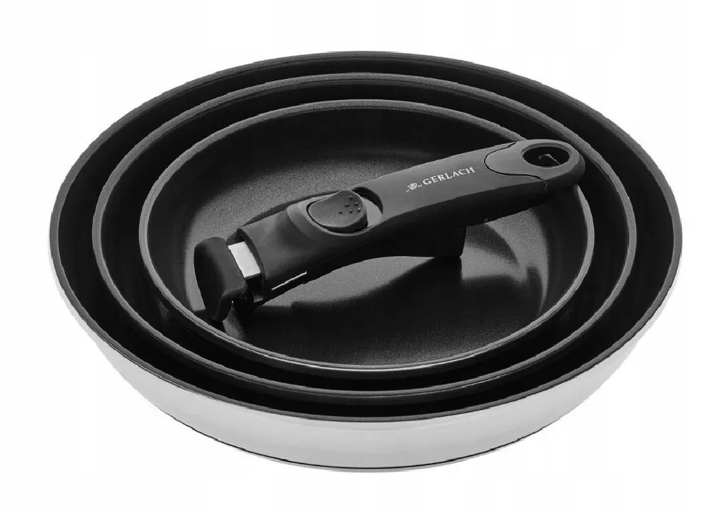 Gerlach Smart Steel Komplet 3Szt Patelni Aluminiowych 20/24/28Cm Odpinana Rączka 996R