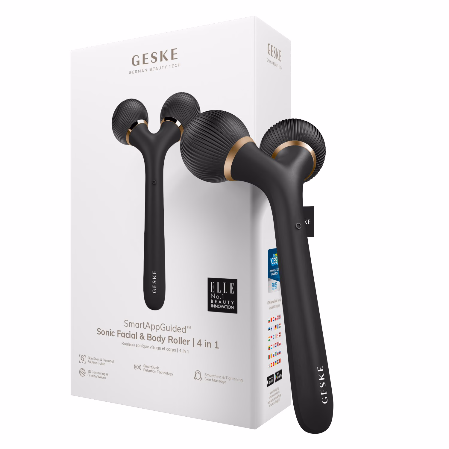 GESKE SmartAppGuided™ Sonic Facial & Body Roller | 4 in 1