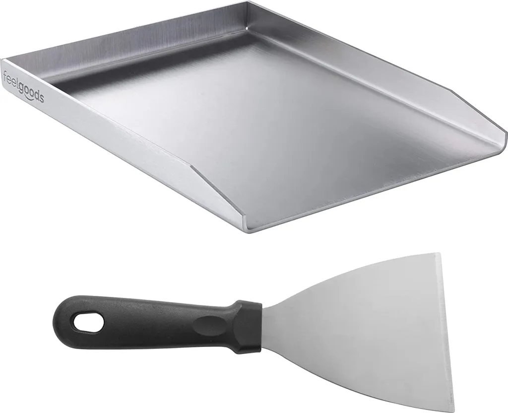 Smartpeas Stainless Steel Griddle Plate for Grills – 12 x 16 Inch – Griddle Plate for Gas Stoves and Grill Scraper – Grill Accessories for Grilling, Roasting and Outdoor Cooking