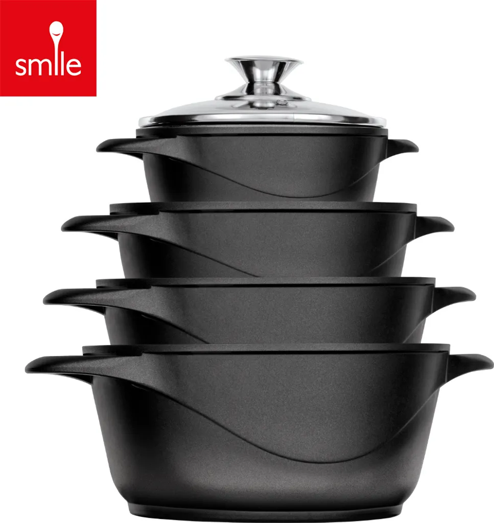 Smile Cookware Set - High Quality - Cast Aluminum Cookware - Suitable for All Stovetops - Pan Set - Cookware Set