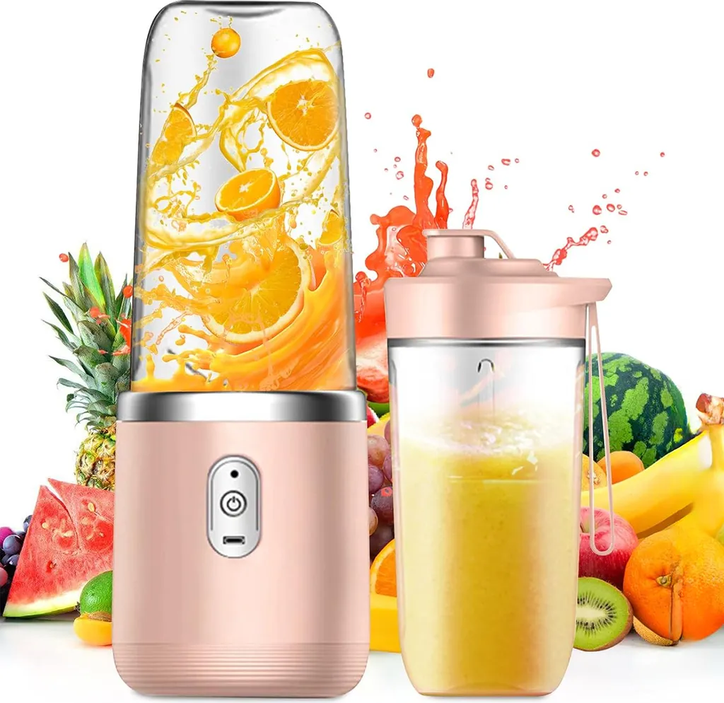 Welikera Smoothie Maker, Portable Blender, Stand Mixer, 400ML Electric Maker, USB Rechargeable, with 2 Mixing Cups, Pink