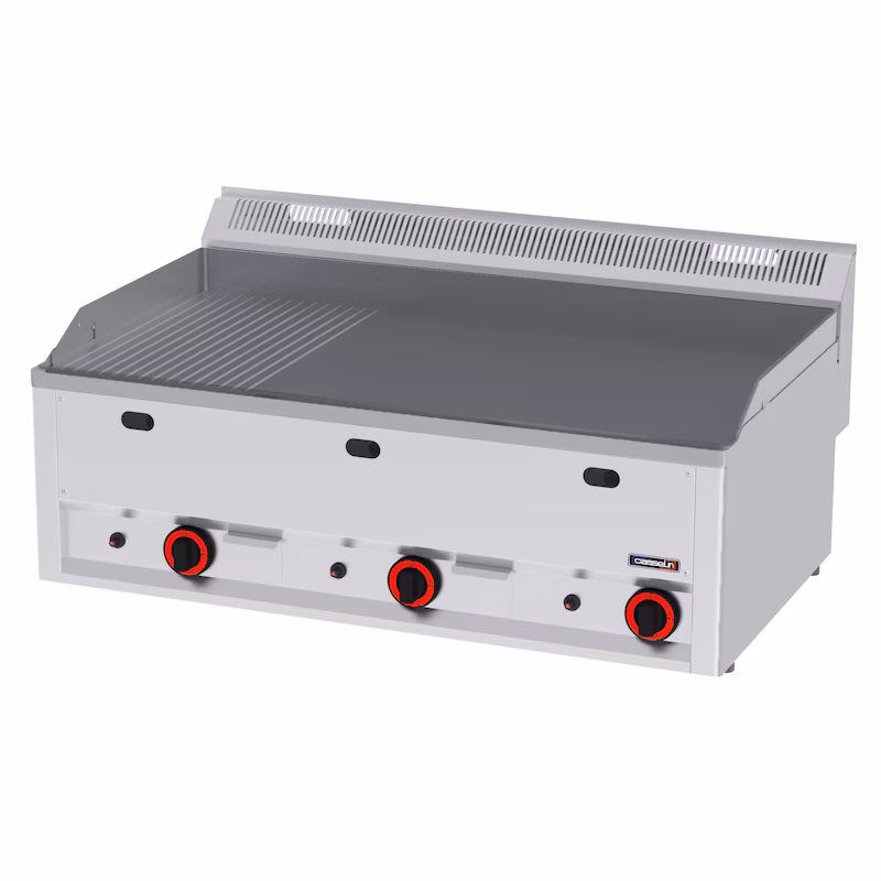 Cast iron snack platter, grooved, smooth, 99 Gas - Line 600 C6PASFRLG99 Casselin