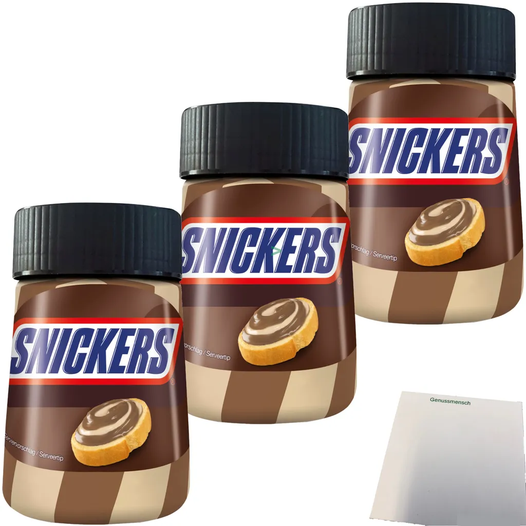 Snickers Chocolate Caramel Spread 3-pack (3x350g jar) + usy block
