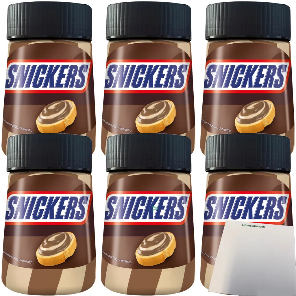Snickers Chocolate Caramel Spread 6-pack (6x350g jar) + usy block