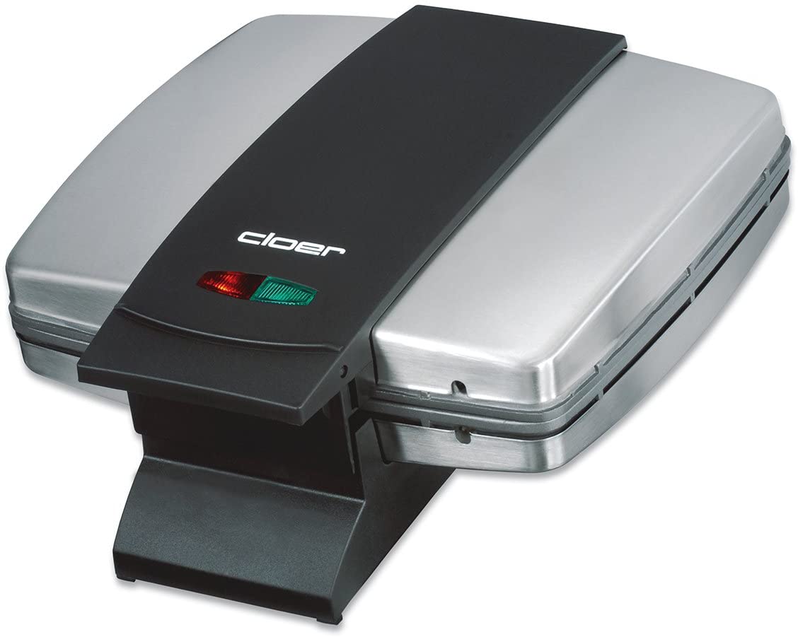 Cloer 6219 Sandwich Maker, 900 W for 2 Diagonally Split Toasts, Silver & 1621 Waffle Machine for Classic Heart Waffles / 930 W / Waffle Size 15.5 cm / Freely Selectable Browning Degree / White Metal