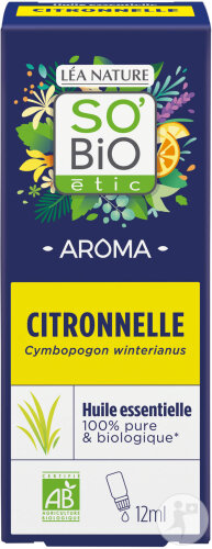 SoBio Étic Organic Lemongrass Essential Oil from Java, 12ml bottle