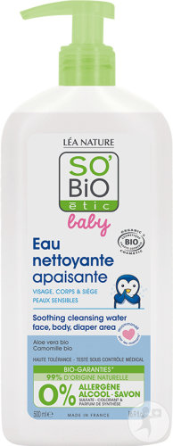 So'Bio Étic SoBio Étic Baby Micellar Cleansing Water Aloe Vera Chamomile Organic Hypoallergenic Pump Bottle 500ml