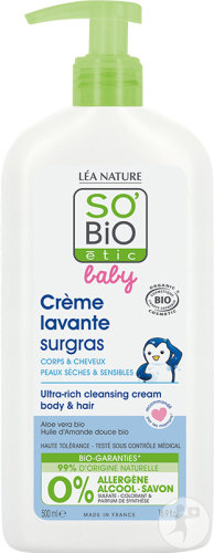 So'Bio Étic SoBio Étic Baby Rich Cleansing Cream Dry Sensitive Skin Pump Bottle 500ml
