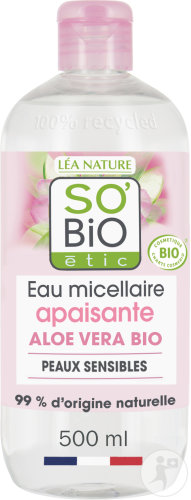 So'Bio Étic SoBio Étic Soothing Micellar Water Sensitive and Reactive Skin Hydra Aloe Vera Bottle 500ml