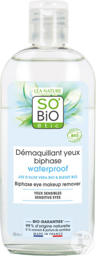So'Bio Étic SoBio Étic Biphase Waterproof Eye Make-Up Remover Organic Aloe Vera Juice Sensitive Eyes 100ml