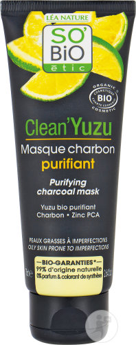 So'Bio Étic SoBio Étic CleanYuzu Purifying Charcoal Mask Oily Skin With Impurities Bio Tube 75ml