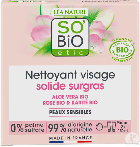 So'Bio Étic SoBio Étic Solid Facial Cleanser Grease-Free Aloe Vera Sensitive Skin Organic 70g