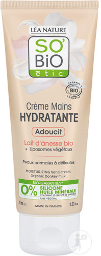 So'Bio Étic SoBio Étic Moisturizing Hand Cream Organic Donkey Milk Normal to Delicate Skin Tube 75ml