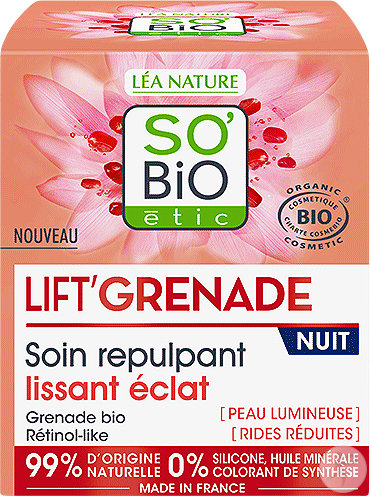 So'Bio Étic SoBio Étic LiftGrenade Plumping Night Care Smoothing Radiance Organic Jar 50ml