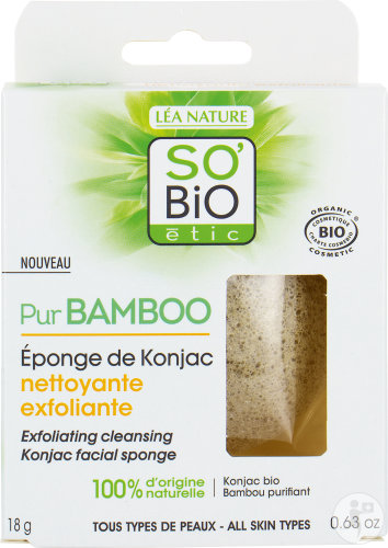So'Bio Étic SoBio Étic Pur Bamboo Konjac Sponge Cleansing Scrub All Skin Types Organic 1 Piece