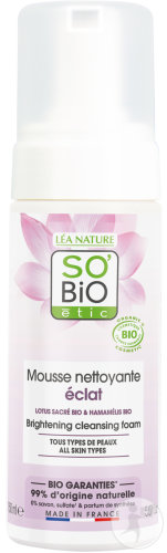So'Bio Étic SoBio Étic Cleansing Foam Shine Organic Sacred Lotus All Skin Types Pump Bottle 150 ml