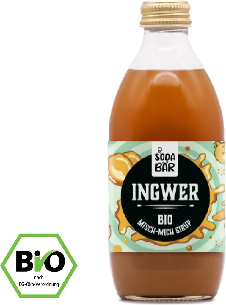 SodaBär Ginger Syrup, 330 ml, ginger, lemon juice*, beet sugar*, direct ginger juice* 20%, water, 20%, 11 kcal, 46 kJ 330 ml