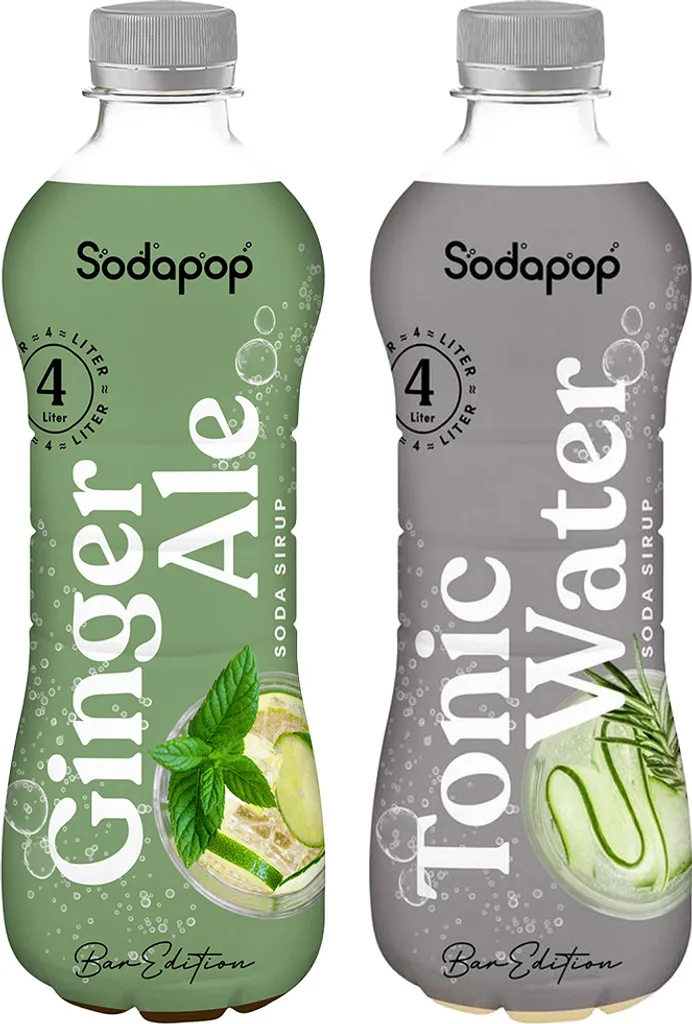 SODAPOP Bar Edition Tonic Water Syrup 500ml + Bar Edition Ginger 500ml, 2 pieces