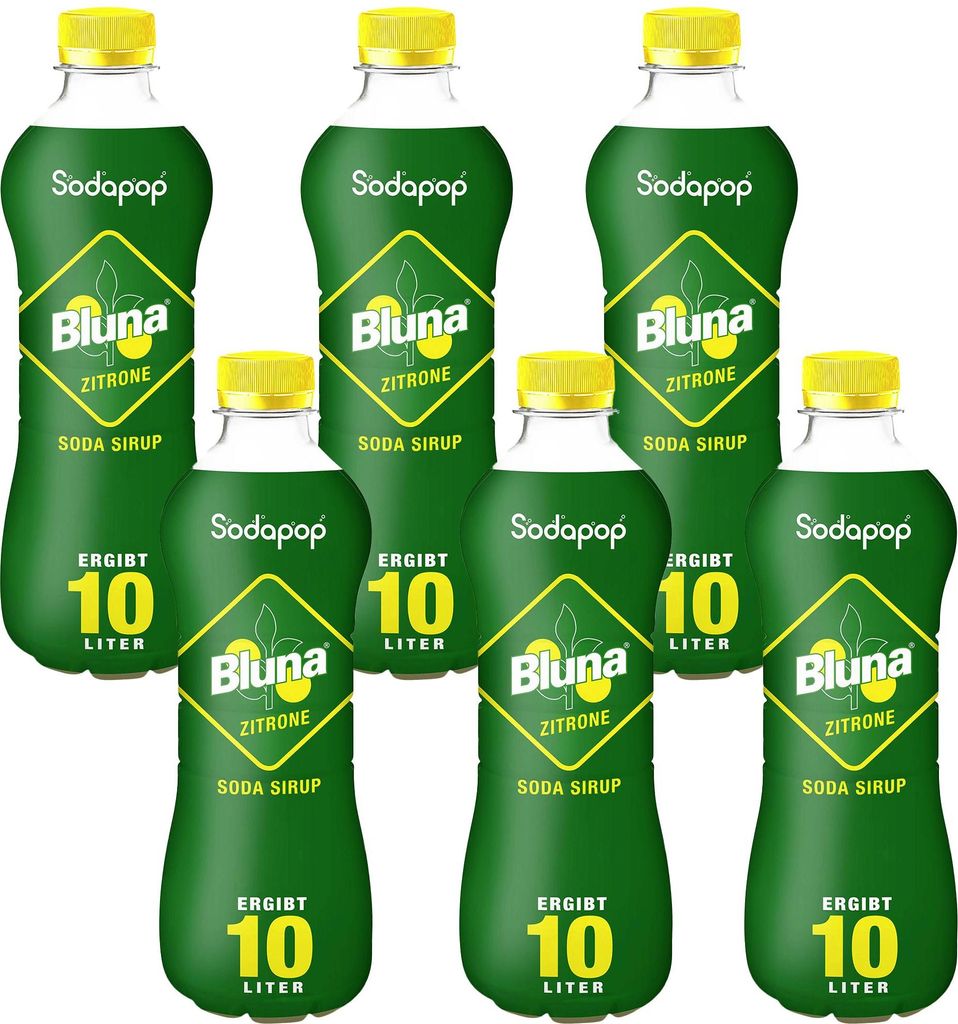 SODAPOP Bluna Lemon Syrup 500ml, Concentrate, 6 Pieces, Drink Set 3000 ml