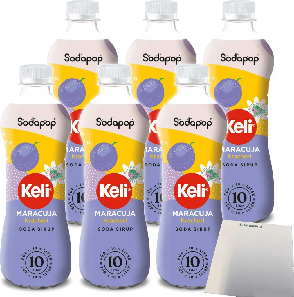 Sodapop Keli Passion Fruit Syrup for Sparkling Water Makers, 6-pack (6 x 500ml bottles) + usy Block 3012g