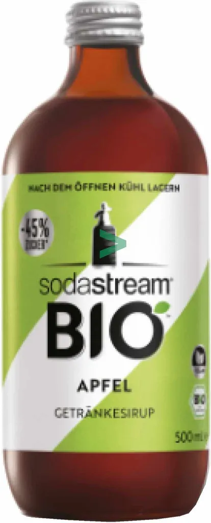 SodaStream 1024816490, 500 ml, apple, gluten, water, sugar, apple juice concentrate (13%), acidifier (citric acid), natural apple flavor, 13%, 0.02 kcal