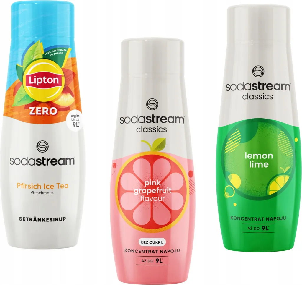 Sodastream 3-pack concentrates: Ice Tea Peach Zero, Grapefruit, LemonLime 440 ml