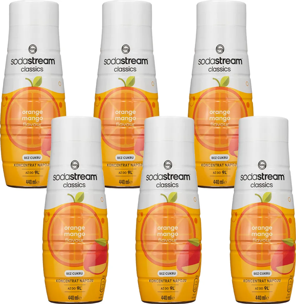SodaStream Orange Mango Drink Syrup without Sugar, 440ml, 6 pieces