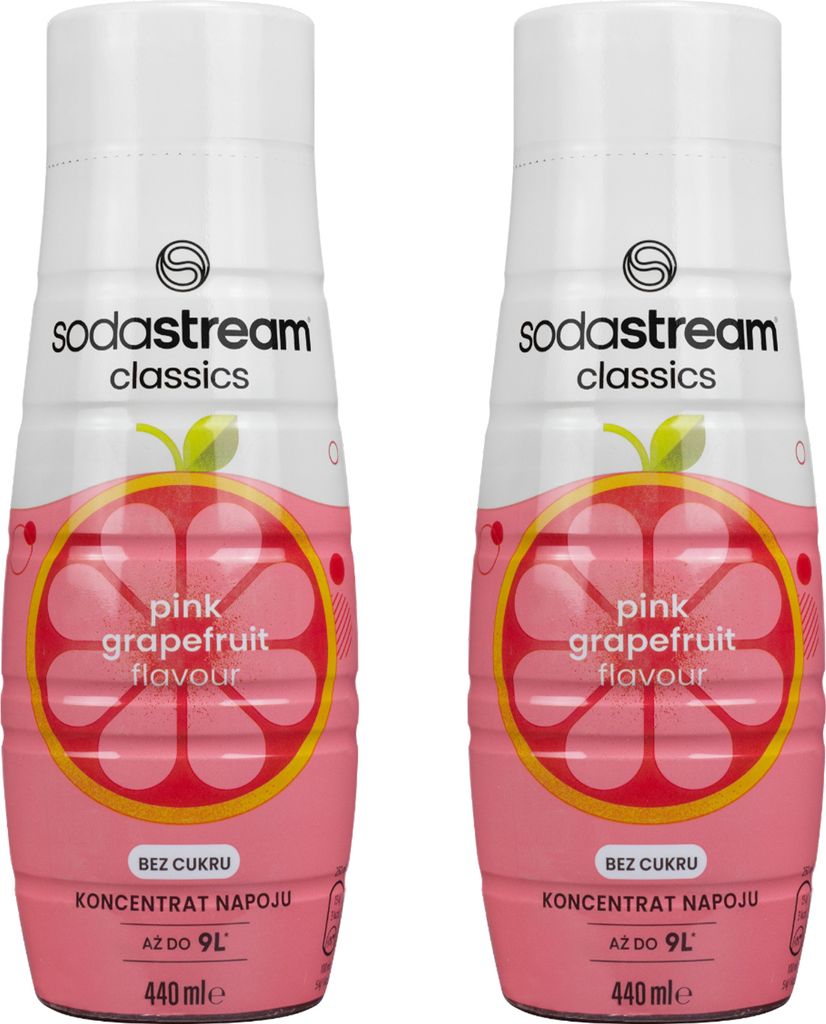 SodaStream Pink Grapefruit Drink Syrup without Sugar, 440ml, 2 Pack