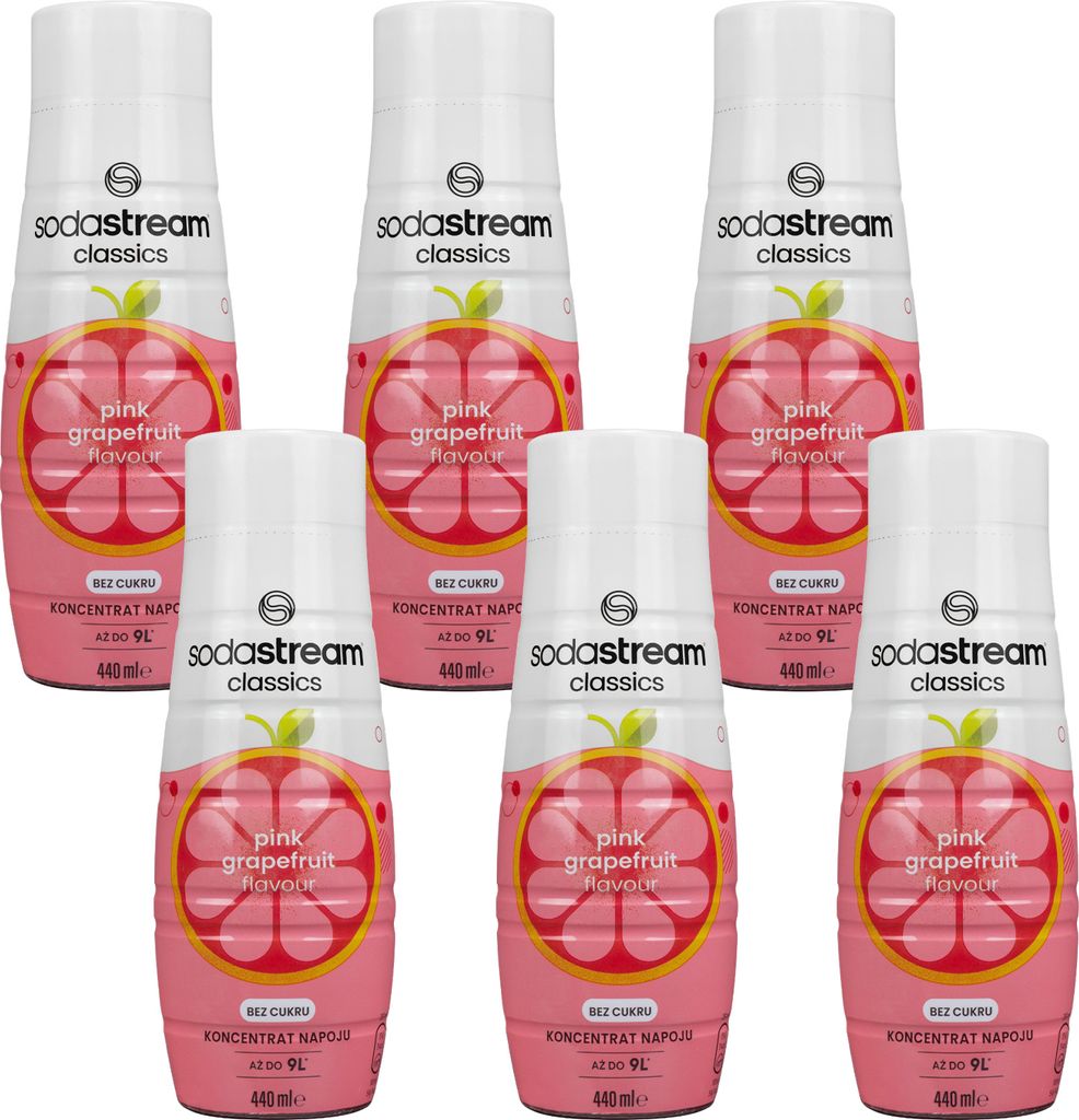 SodaStream Pink Grapefruit Sugar-Free Drink Syrup, 440ml, 6 Pack