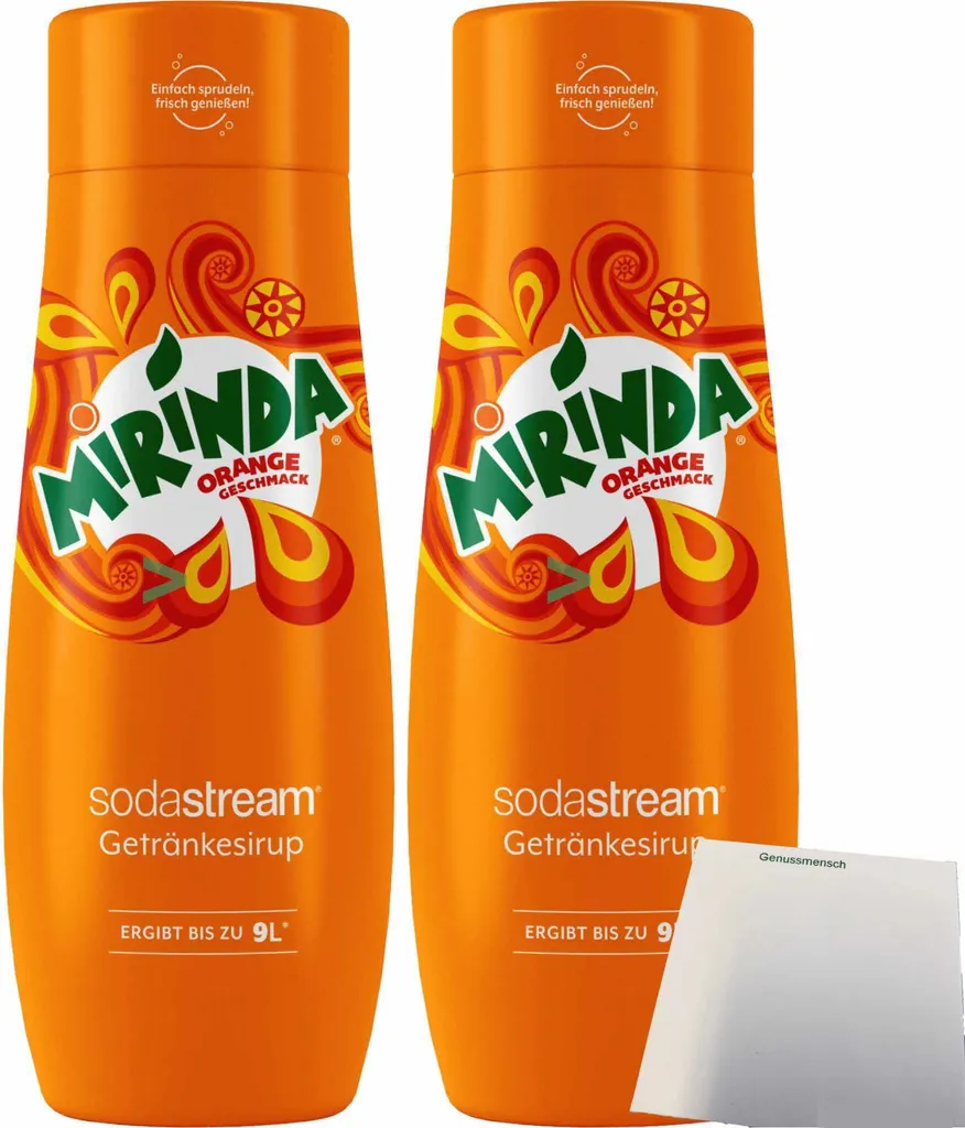 SodaStream Mirinda Orange Drink Syrup 2-pack (2 x 0.44l bottles) + usy Block 892g
