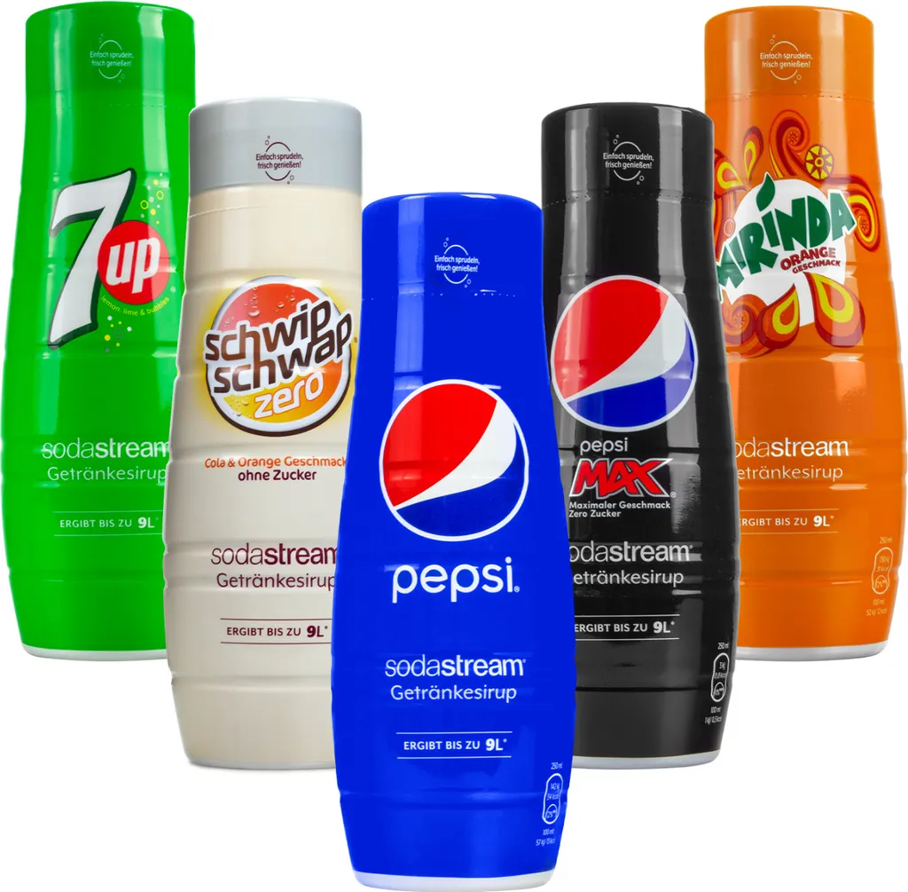 SodaStream Syrup Mix Set 5x440ml Pepsi 7UP Mirinda Schwip Schwap Zero 2200 ml
