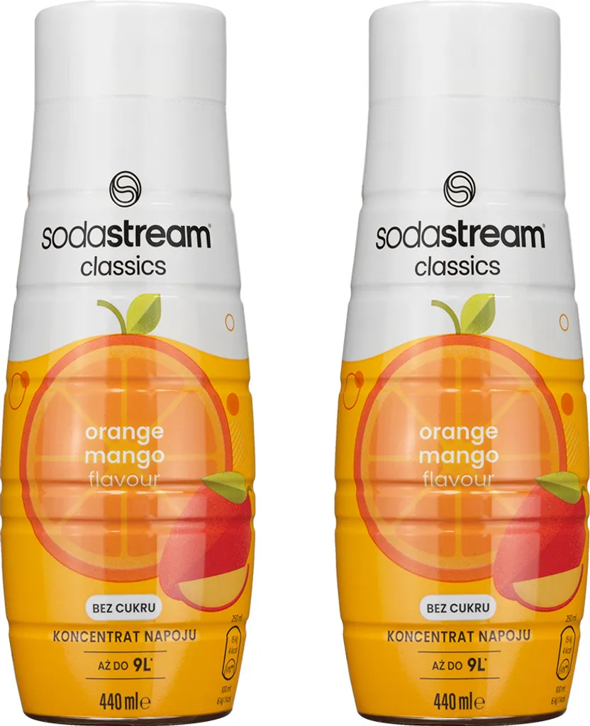 SodaStream Syrup Orange Mango 2x440ml without sugar Vitamins E B3 B6 D 880 ml