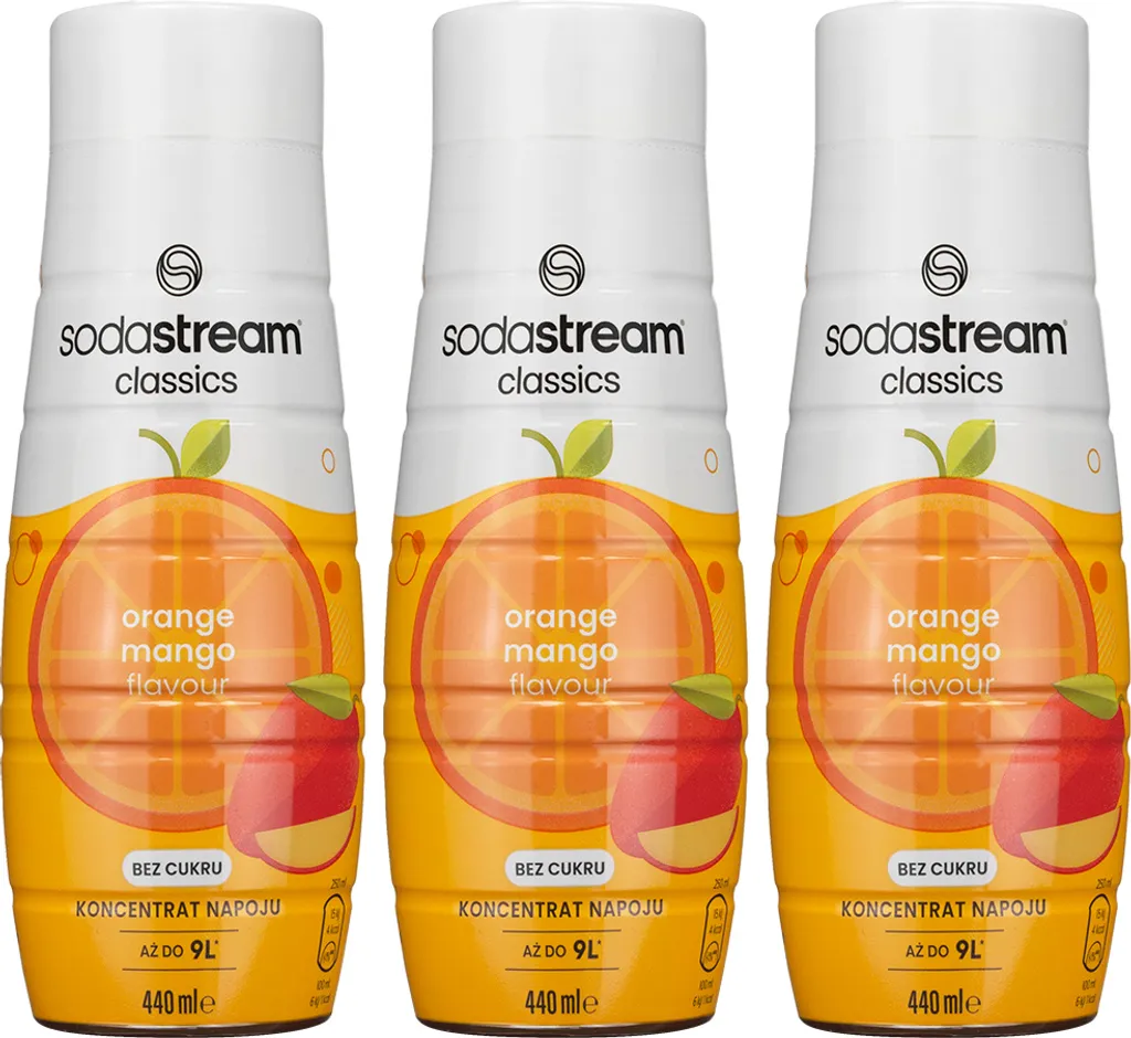 Sodastream Orange Mango Syrup 3x440ml Sugar-Free with Vitamins 1320 ml