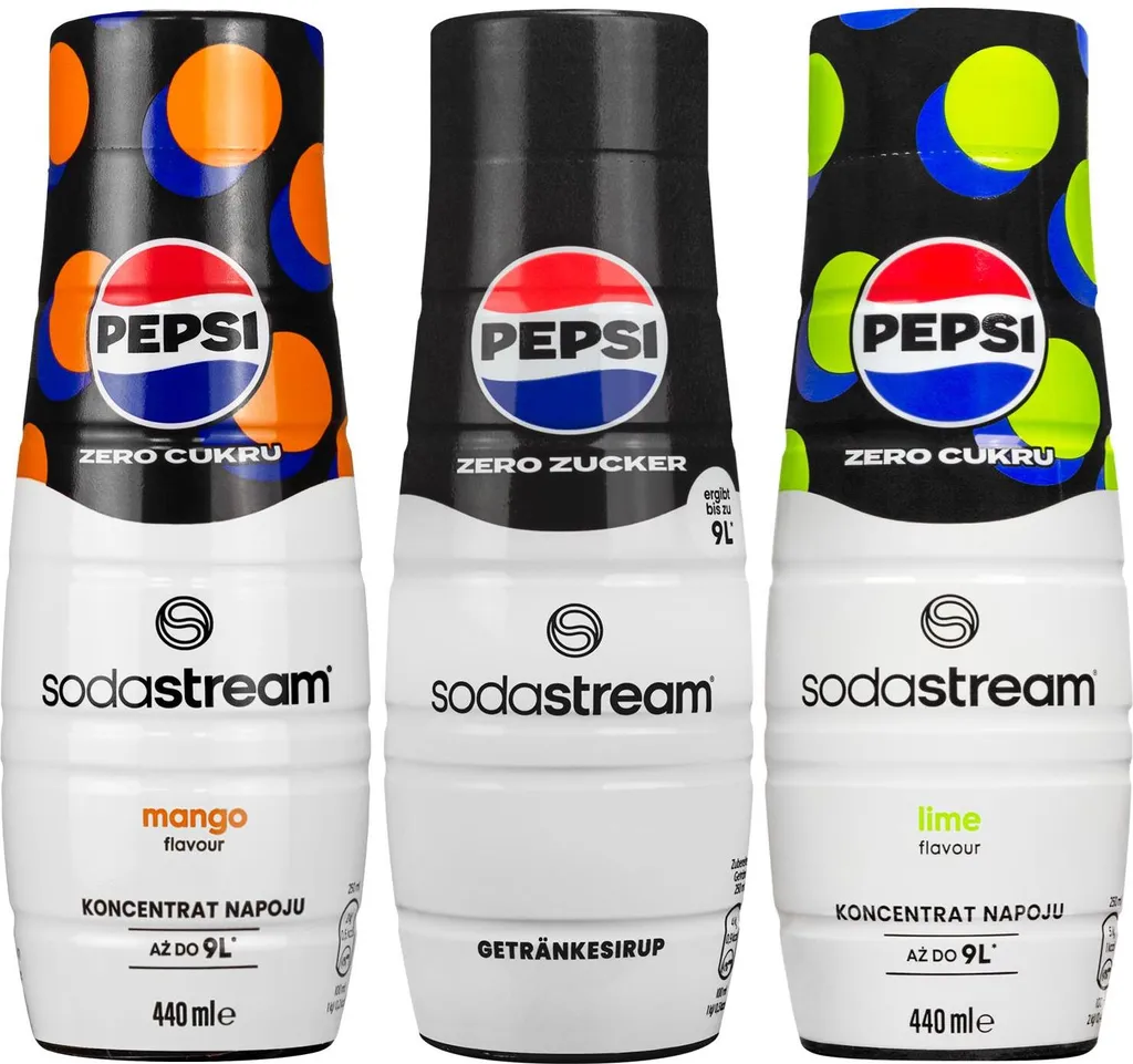 SodaStream Syrup Pepsi MAX, Pepsi Max Lime, Pepsi Max Mango, 440ml, 3 pieces 1320 ml