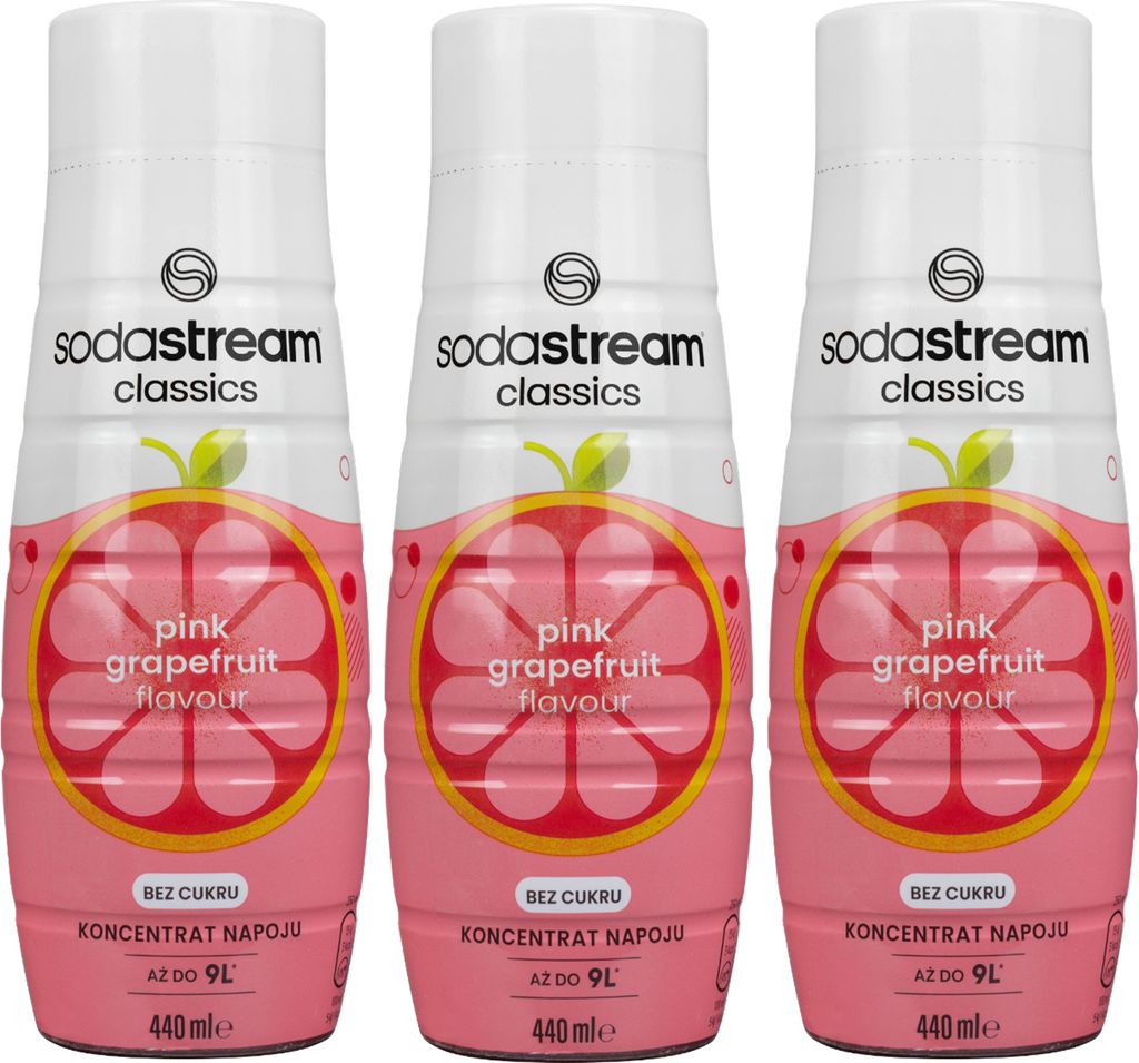 Sodastream Syrup Pink Grapefruit 3x440ml without sugar Vitamins E B3 B6 D 1320 ml