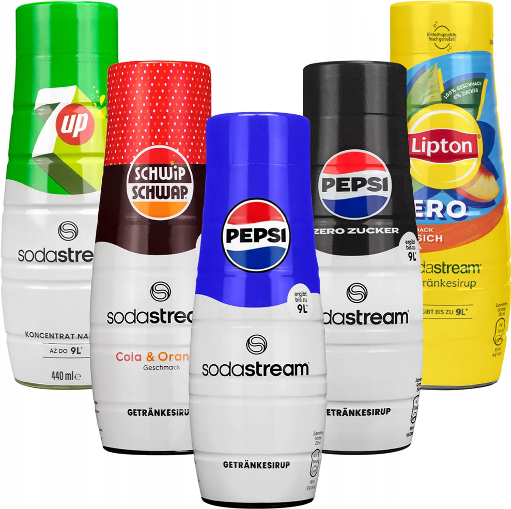 Sodastream Syrup Set 5x440ml Pepsi 7UP Lipton Schwip Drink Syrup 2200 ml