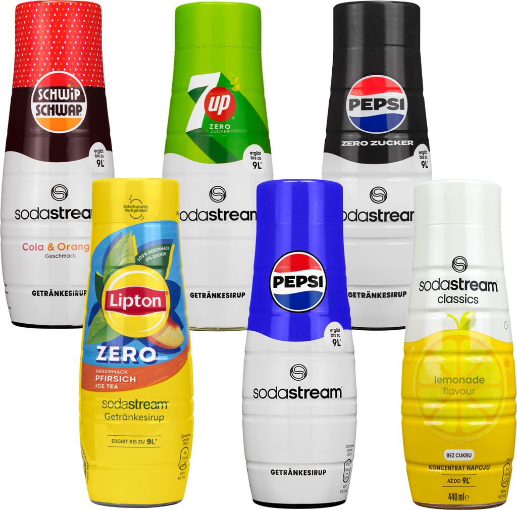 Sodastream Syrup Set 6x440ml Pepsi 7UP Lipton Schwip Zero Syrup Concentrate 2640 ml