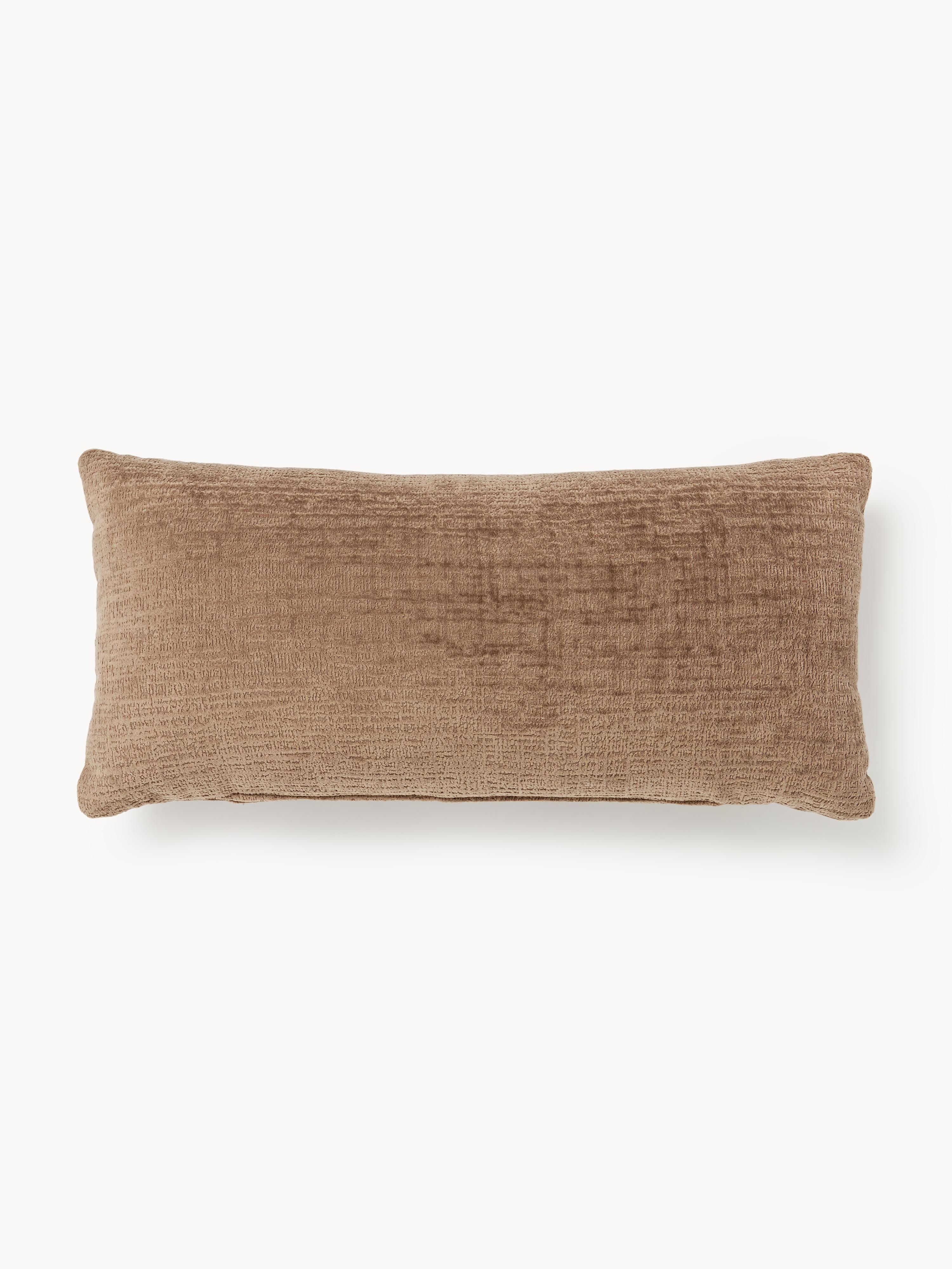 Westwing Collection Sofia sofa cushion, Velvety woven fabric brown