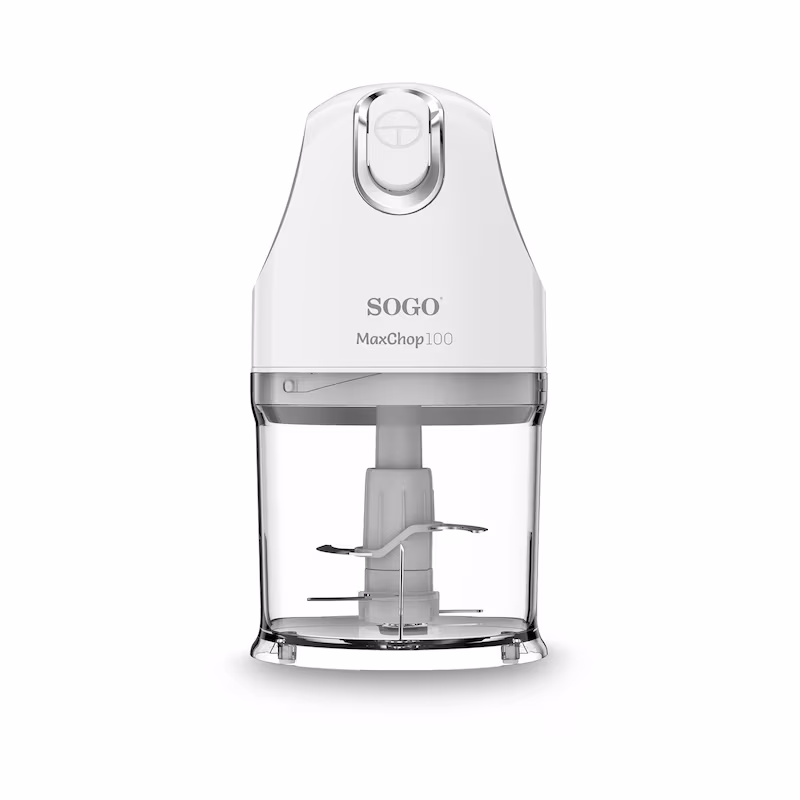 Sogo Electric Chopper with BPA-free container, stainless steel blades, ideal for vegetables, meat and herbs