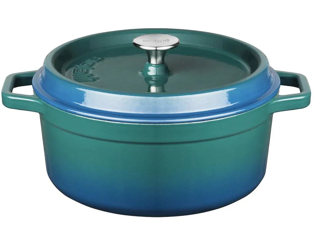 Sola roasting pan with lid, blue - ø 24 cm / 3.5 liters - Enamelled non-stick coating