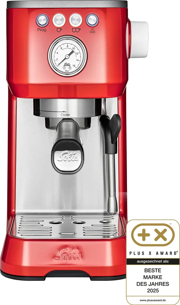 Solis portafilter coffee machine, 54 mm portafilter, milk frother, beans, pods