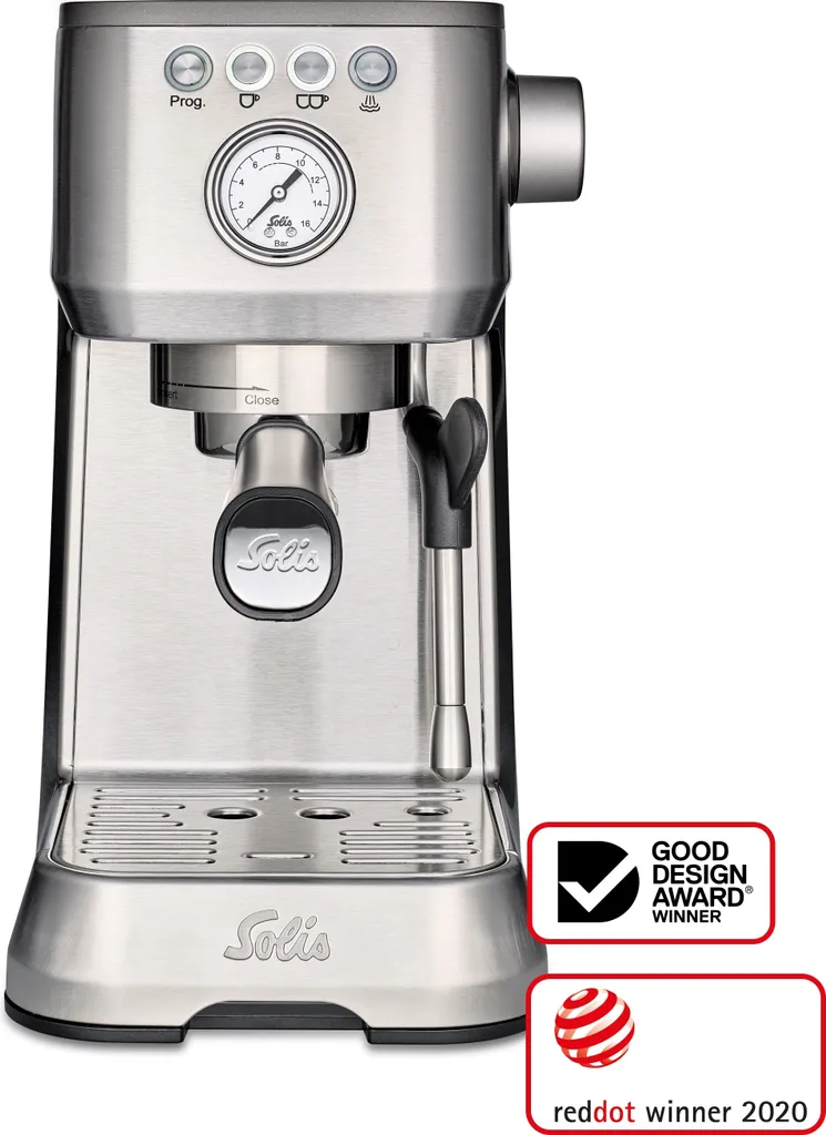 Solis portafilter coffee machine, 54 mm portafilter, milk frother, beans, pods 6.998 kg