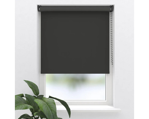SOLUNA blackout roller blind colormatch V46 black with color-coordinated mechanism and backing 140x190 cm incl. clamp brackets and bottom rail made of plastic