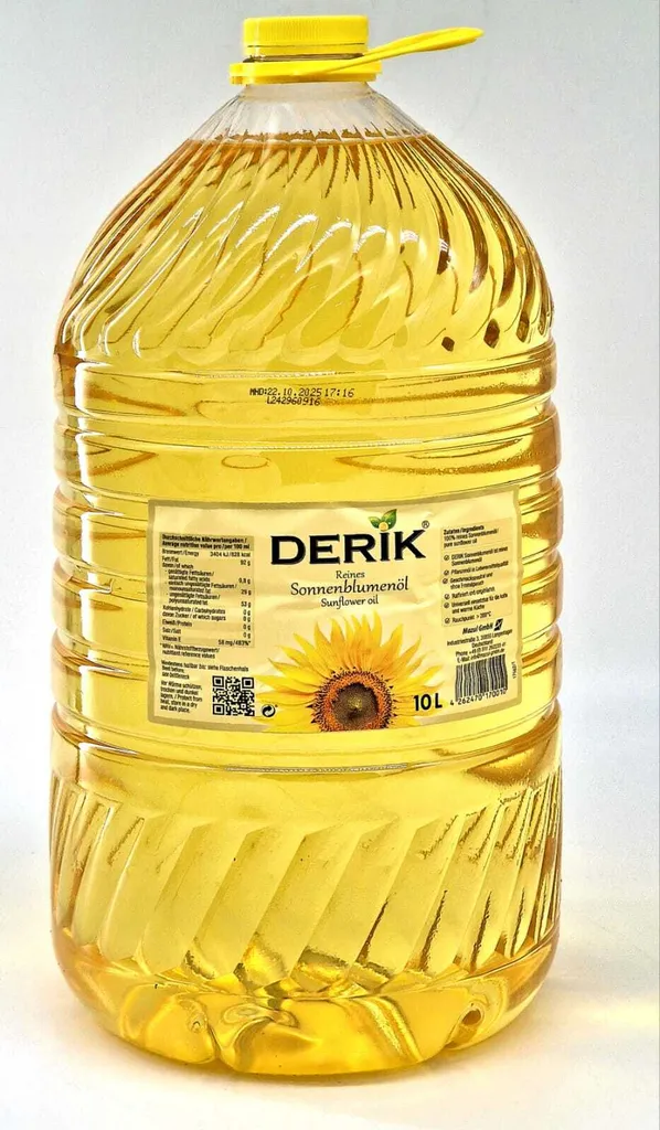 Jahreszeiten_Onlineshop Derik sunflower oil, 10L PET bottle for cold & hot dishes, snack bars, restaurants 9200g